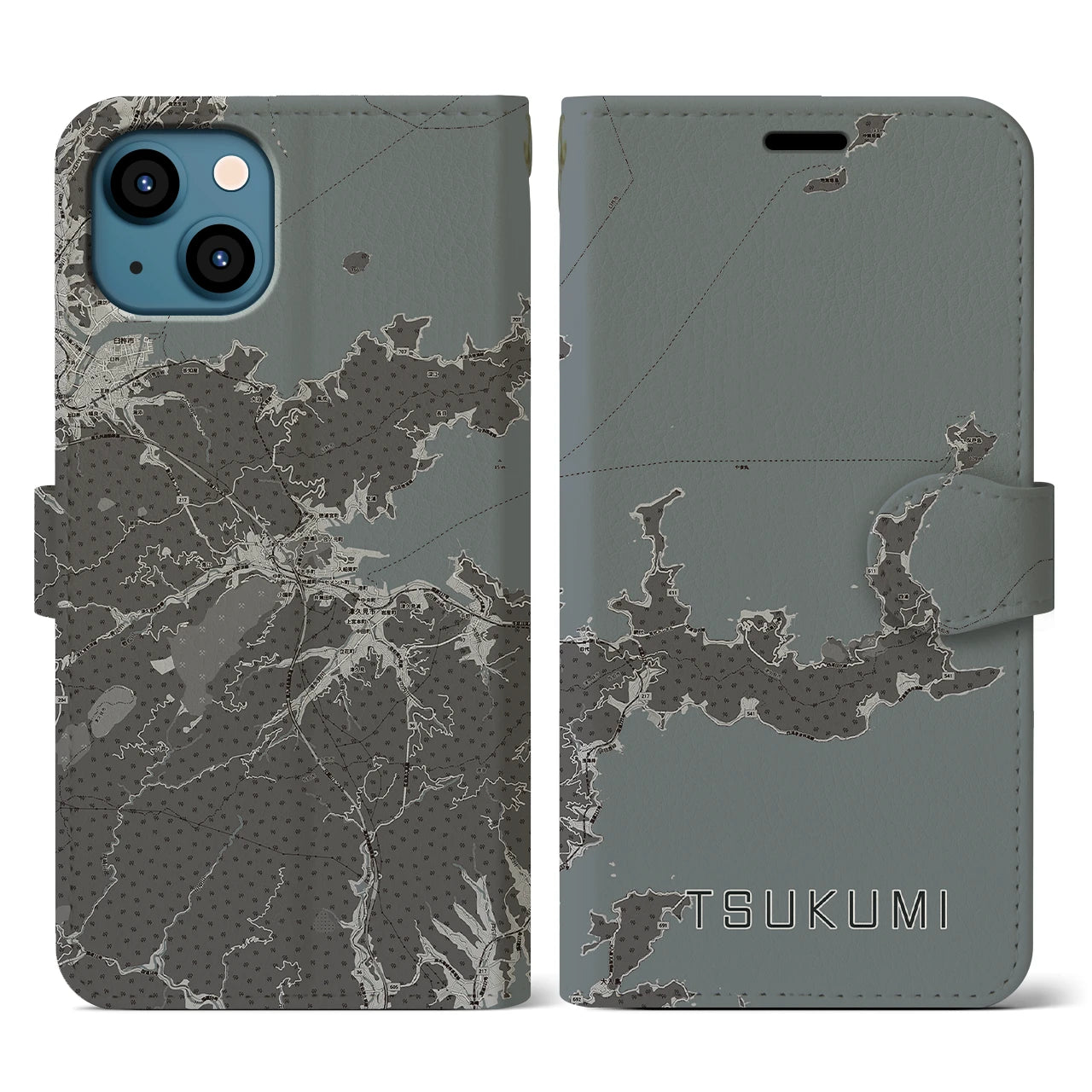 【津久見(大分県)】地図柄iPhoneケース(手帳タイプ)