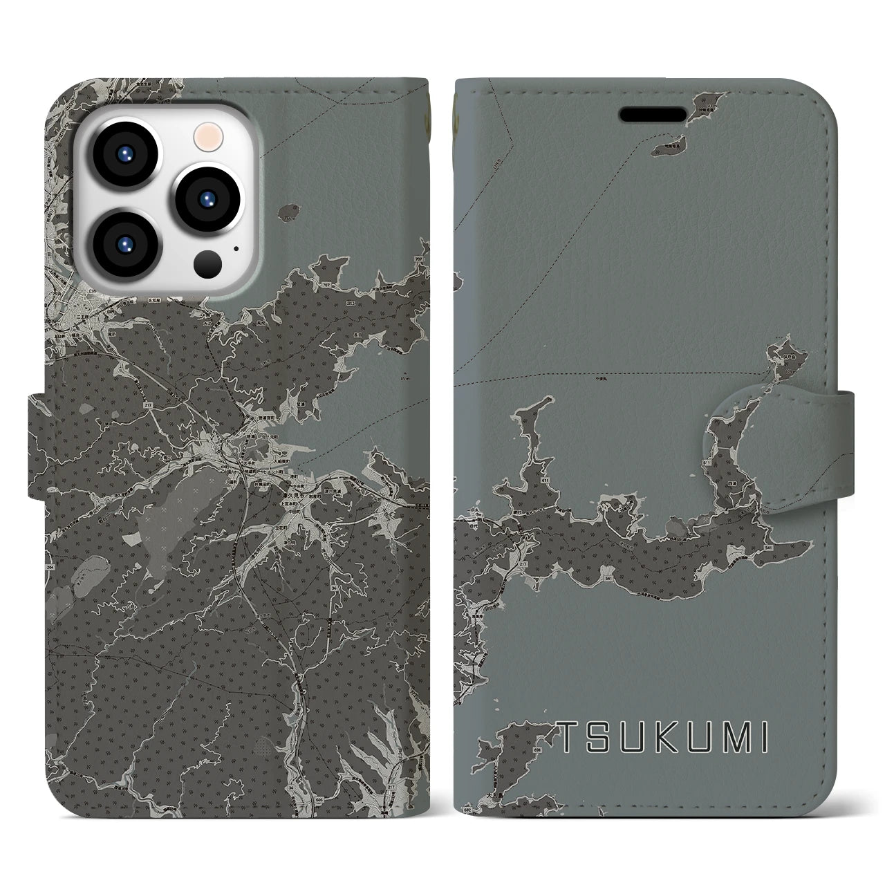 【津久見(大分県)】地図柄iPhoneケース(手帳タイプ)