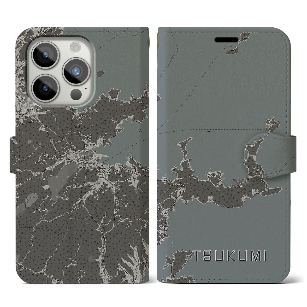 【津久見(大分県)】地図柄iPhoneケース(手帳タイプ)