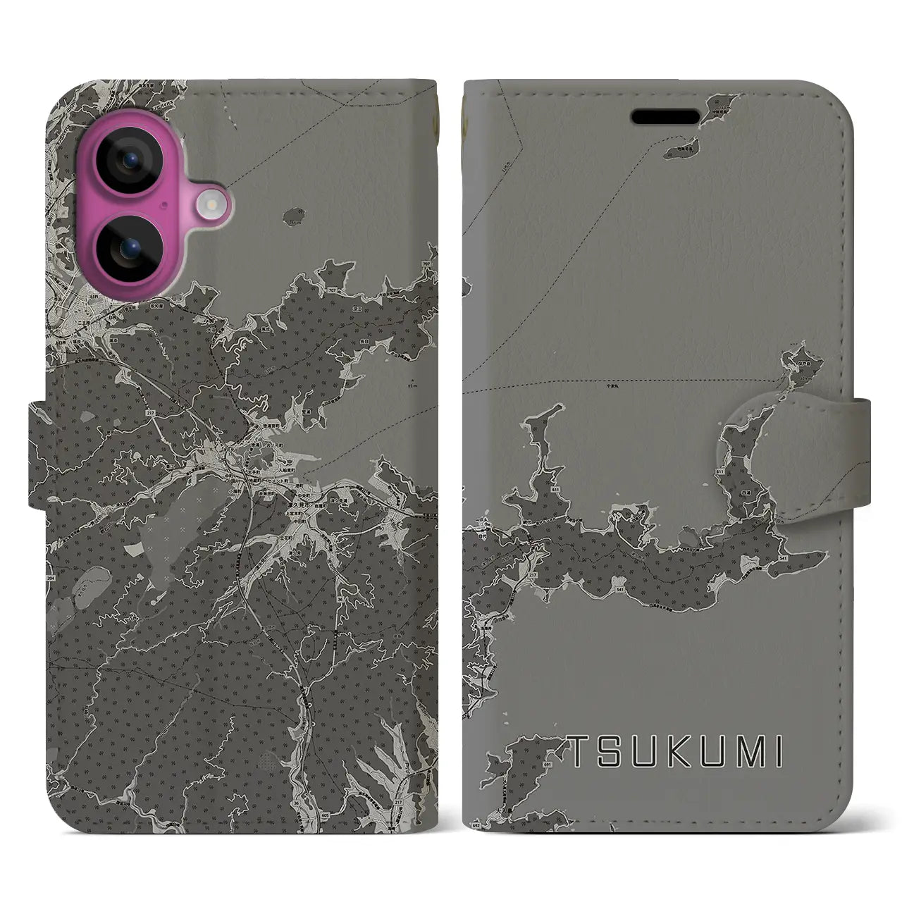 【津久見(大分県)】地図柄iPhoneケース(手帳タイプ)