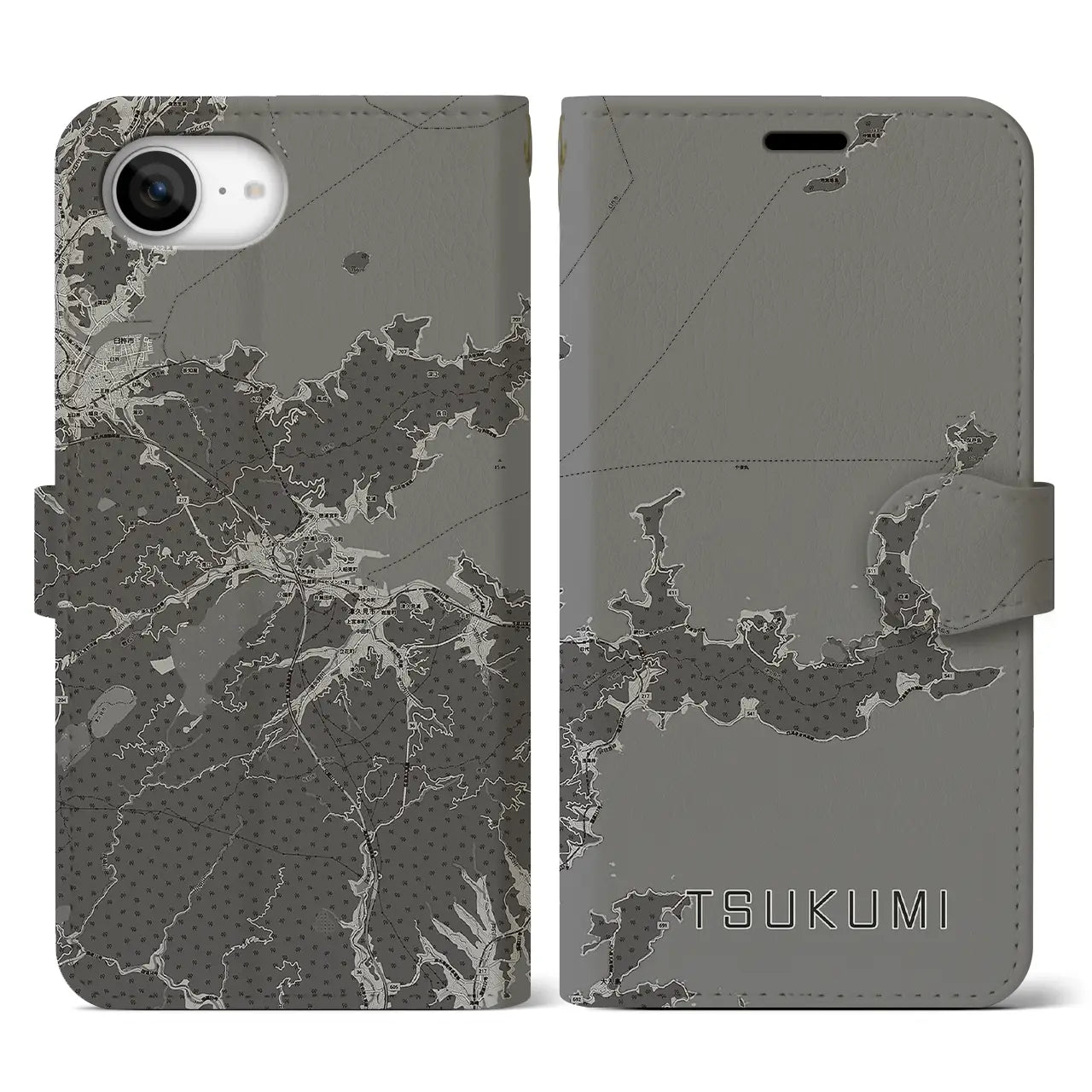 【津久見(大分県)】地図柄iPhoneケース(手帳タイプ)