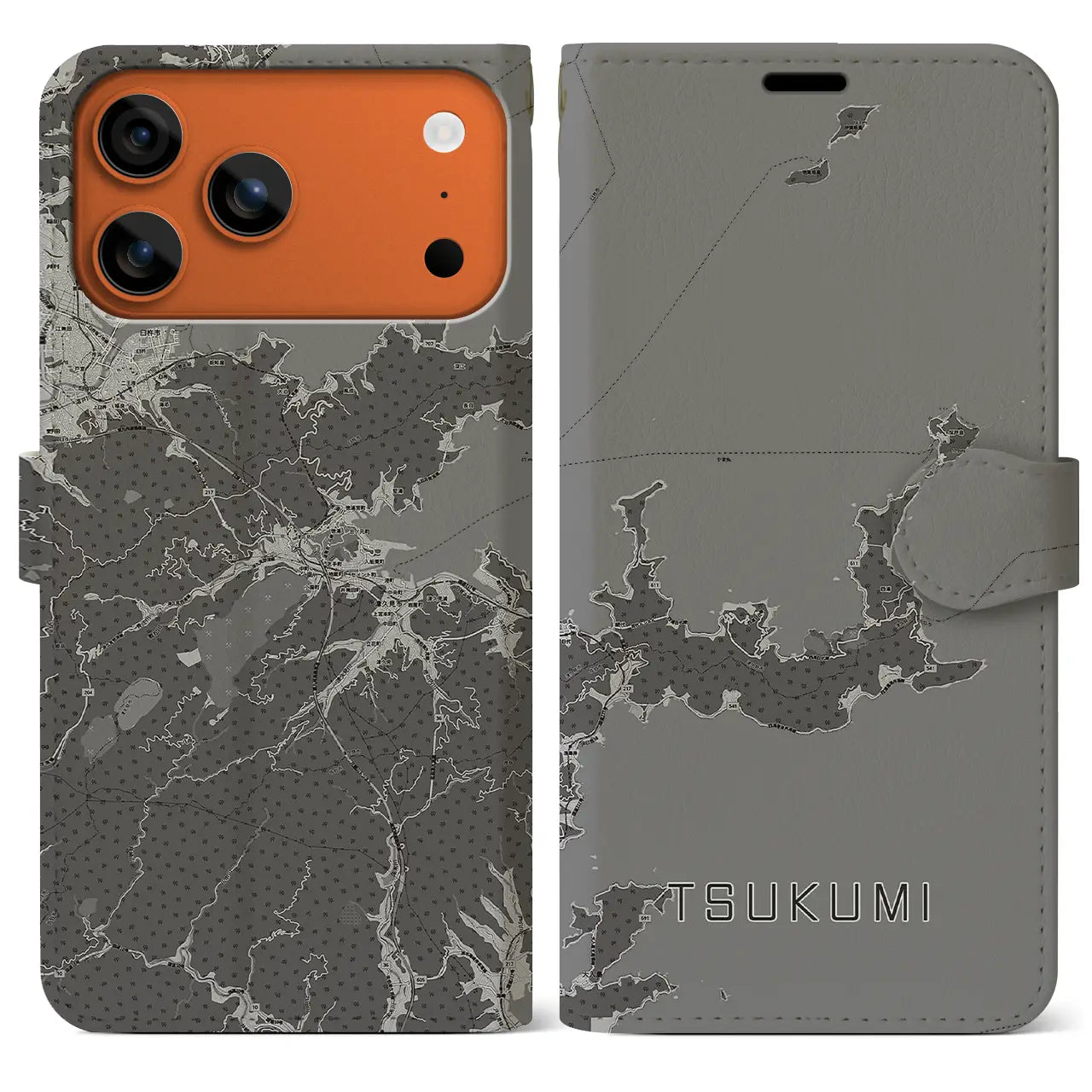 【津久見(大分県)】地図柄iPhoneケース(手帳タイプ)