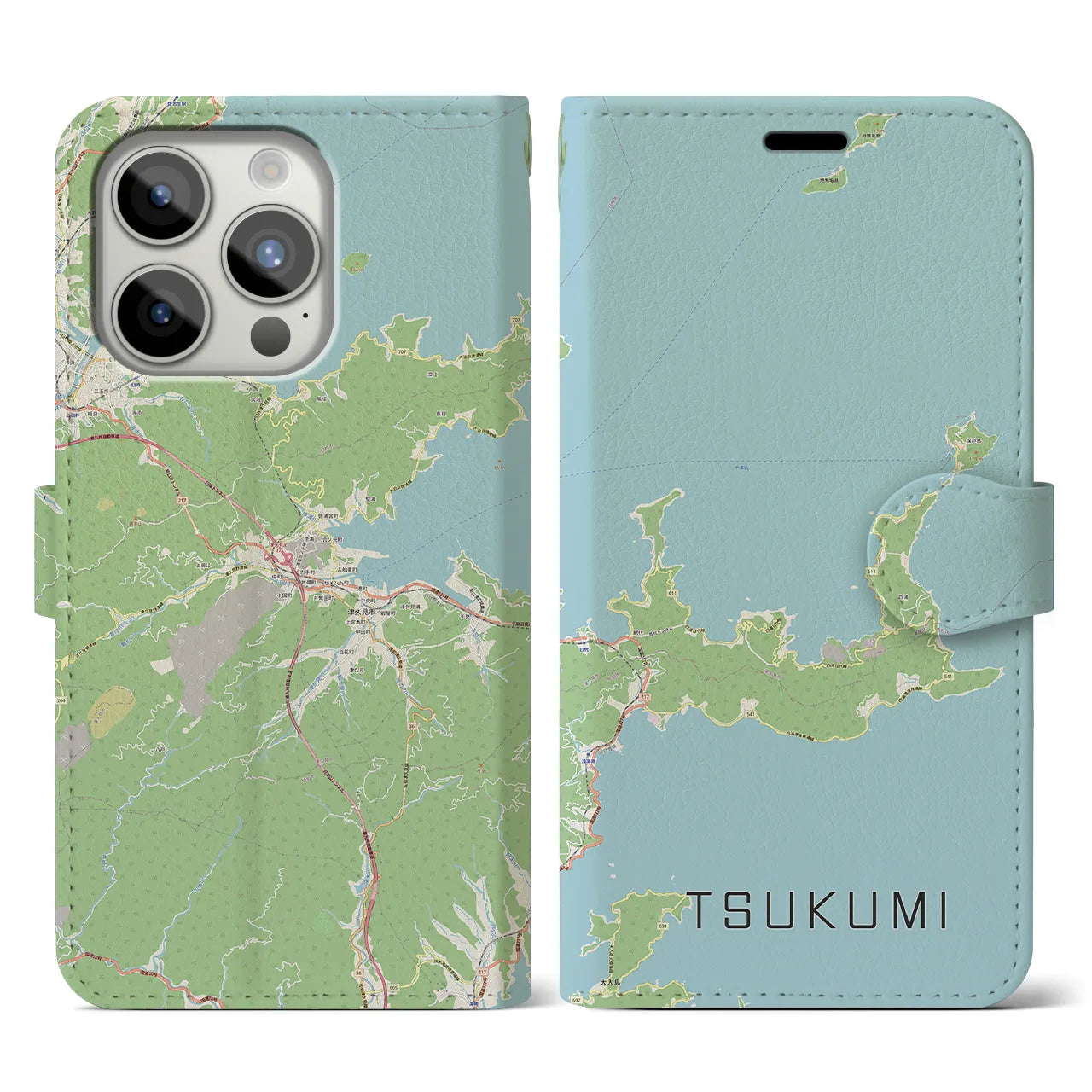 【津久見(大分県)】地図柄iPhoneケース(手帳タイプ)