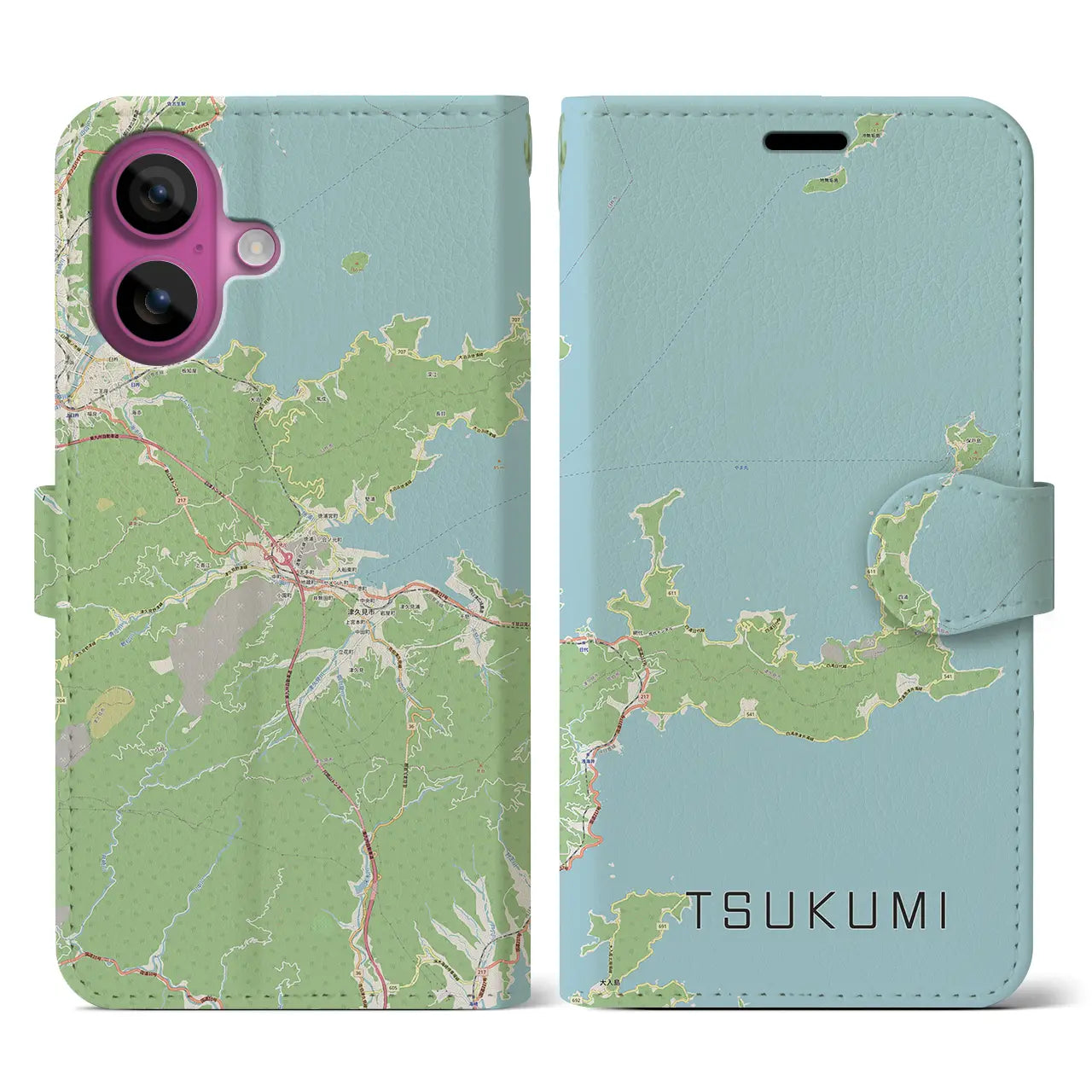 【津久見(大分県)】地図柄iPhoneケース(手帳タイプ)