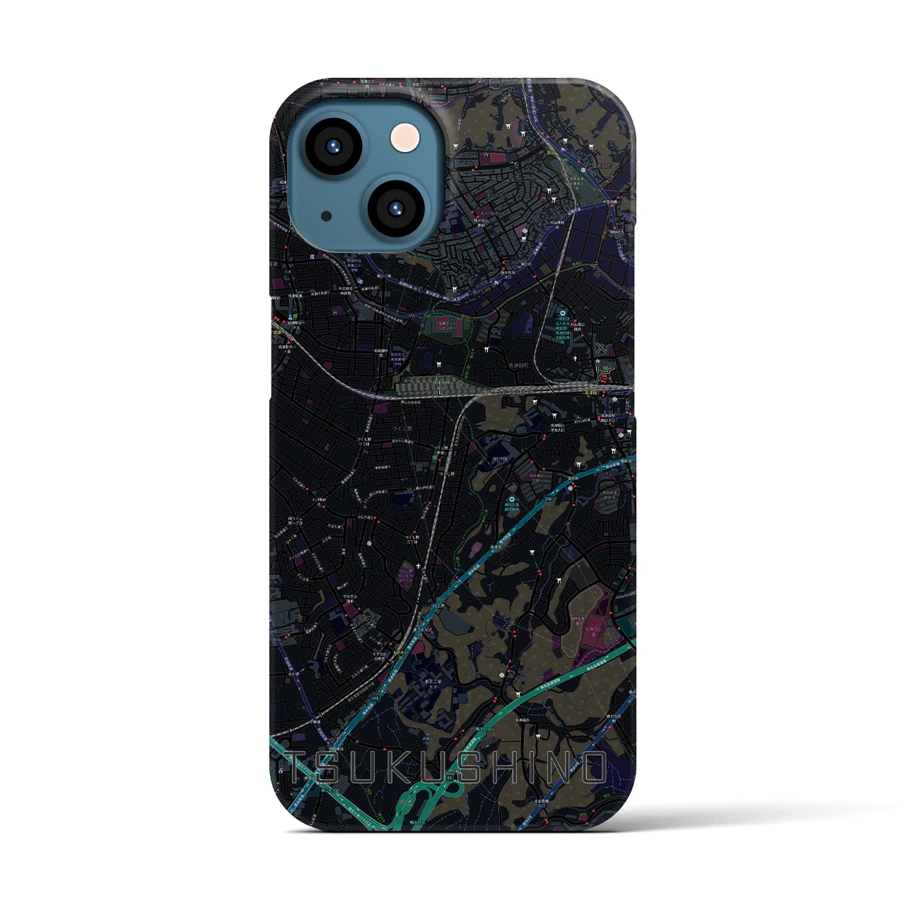 【つくし野(東京都)】地図柄iPhoneケース(バックカバータイプ)