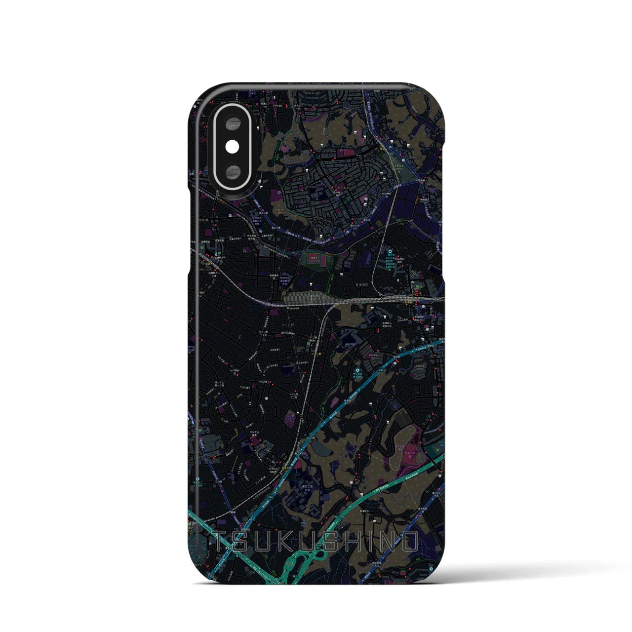 【つくし野(東京都)】地図柄iPhoneケース(バックカバータイプ)