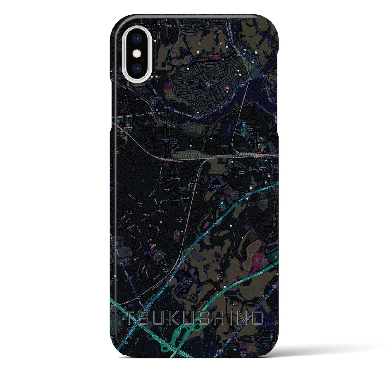 【つくし野(東京都)】地図柄iPhoneケース(バックカバータイプ)