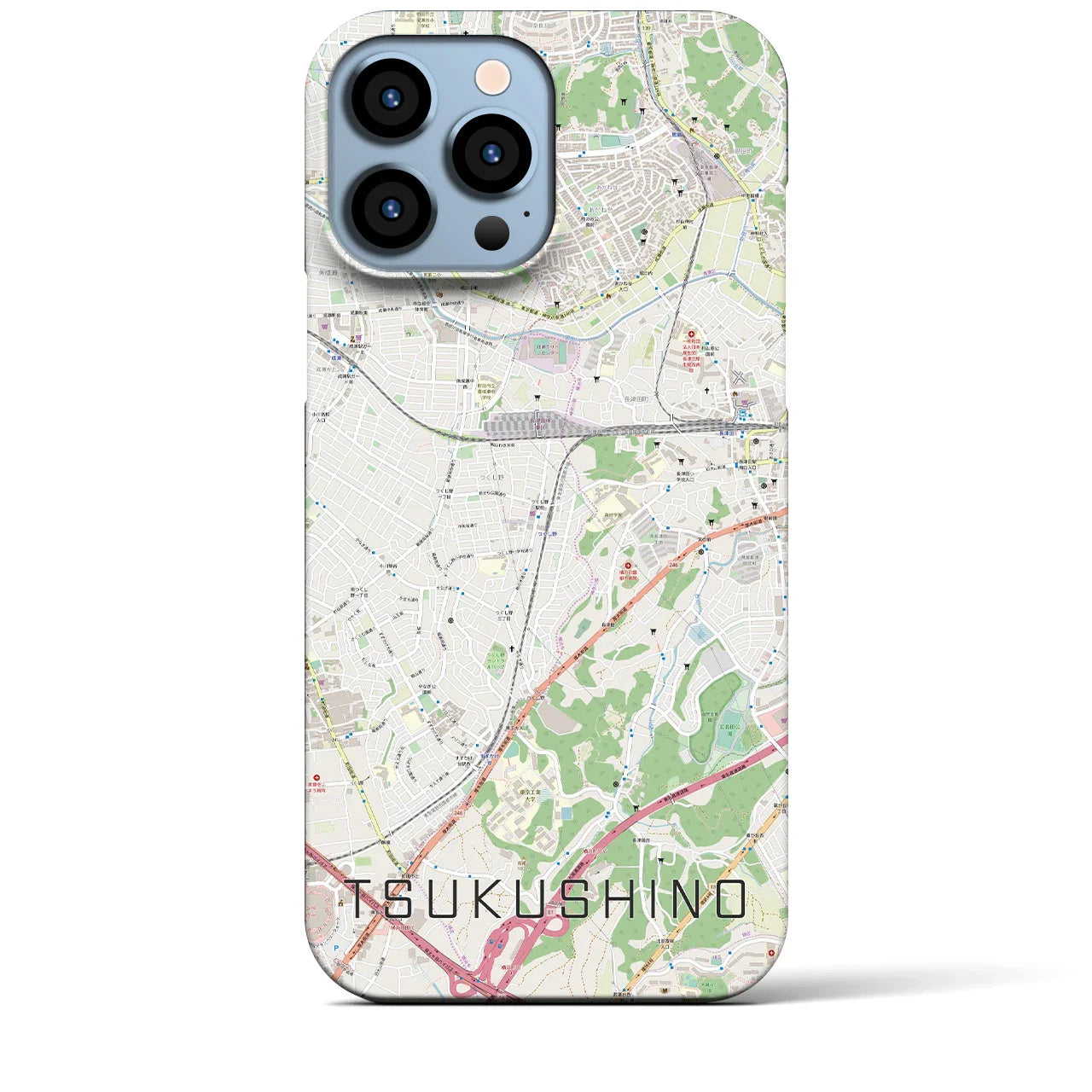 【つくし野(東京都)】地図柄iPhoneケース(バックカバータイプ)
