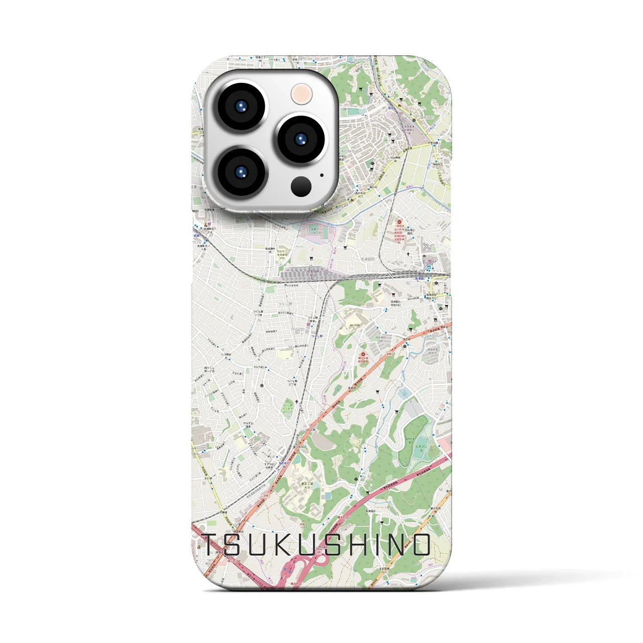 【つくし野(東京都)】地図柄iPhoneケース(バックカバータイプ)