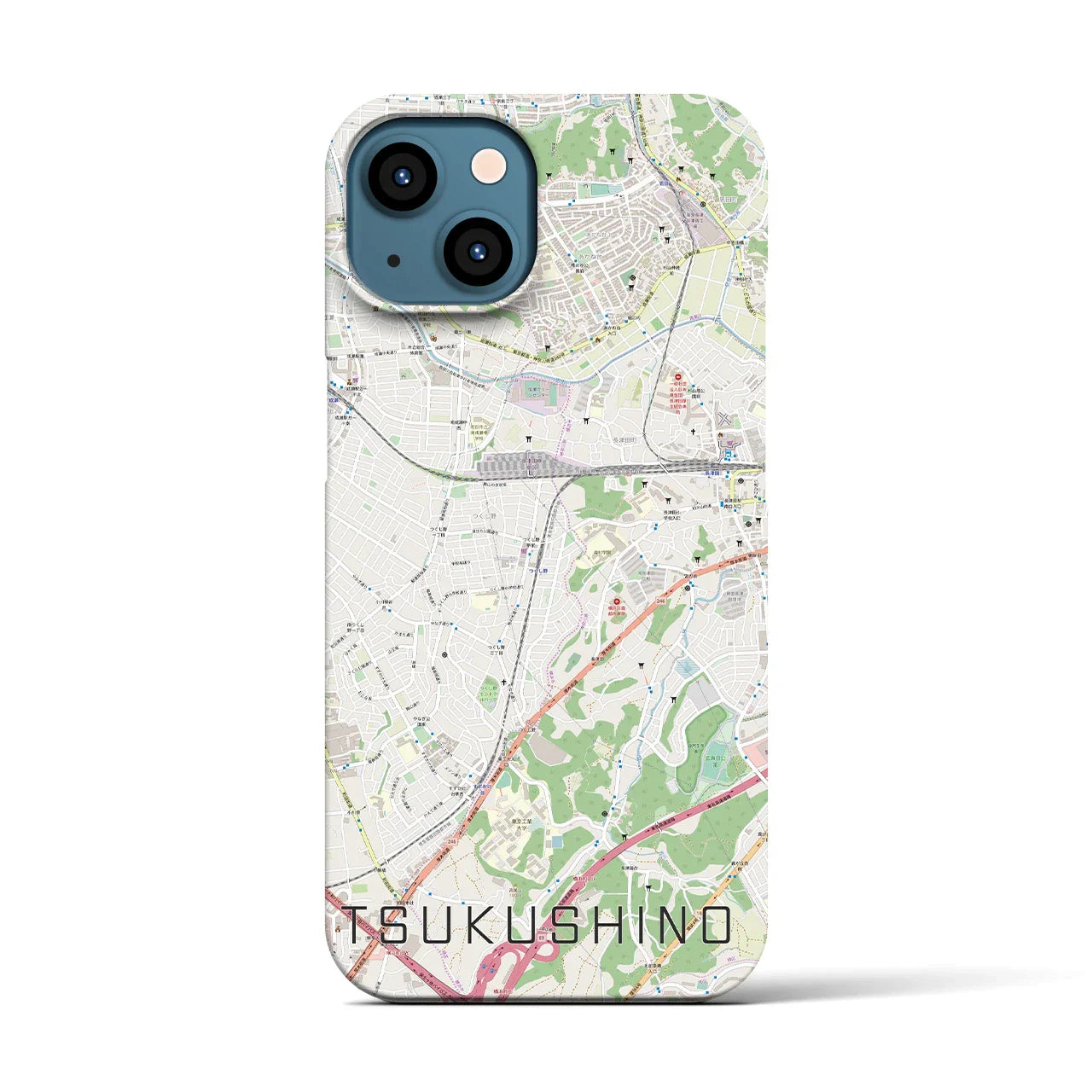【つくし野(東京都)】地図柄iPhoneケース(バックカバータイプ)