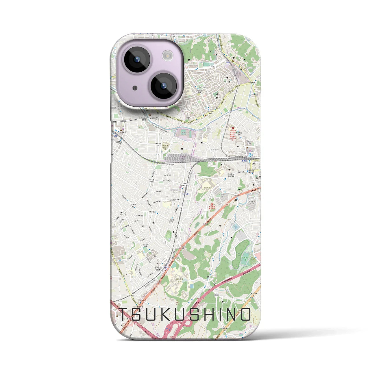 【つくし野(東京都)】地図柄iPhoneケース(バックカバータイプ)