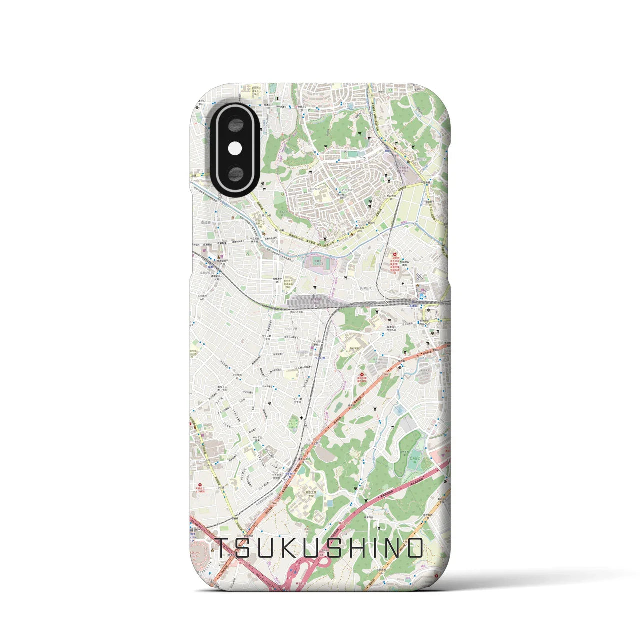【つくし野(東京都)】地図柄iPhoneケース(バックカバータイプ)