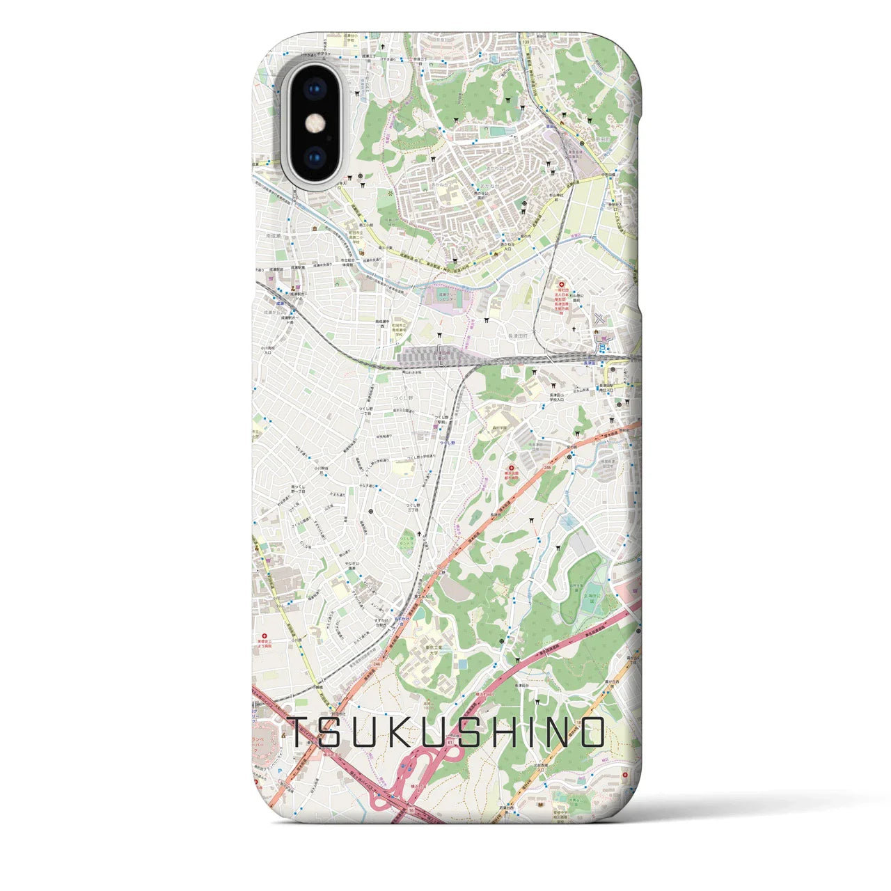 【つくし野(東京都)】地図柄iPhoneケース(バックカバータイプ)