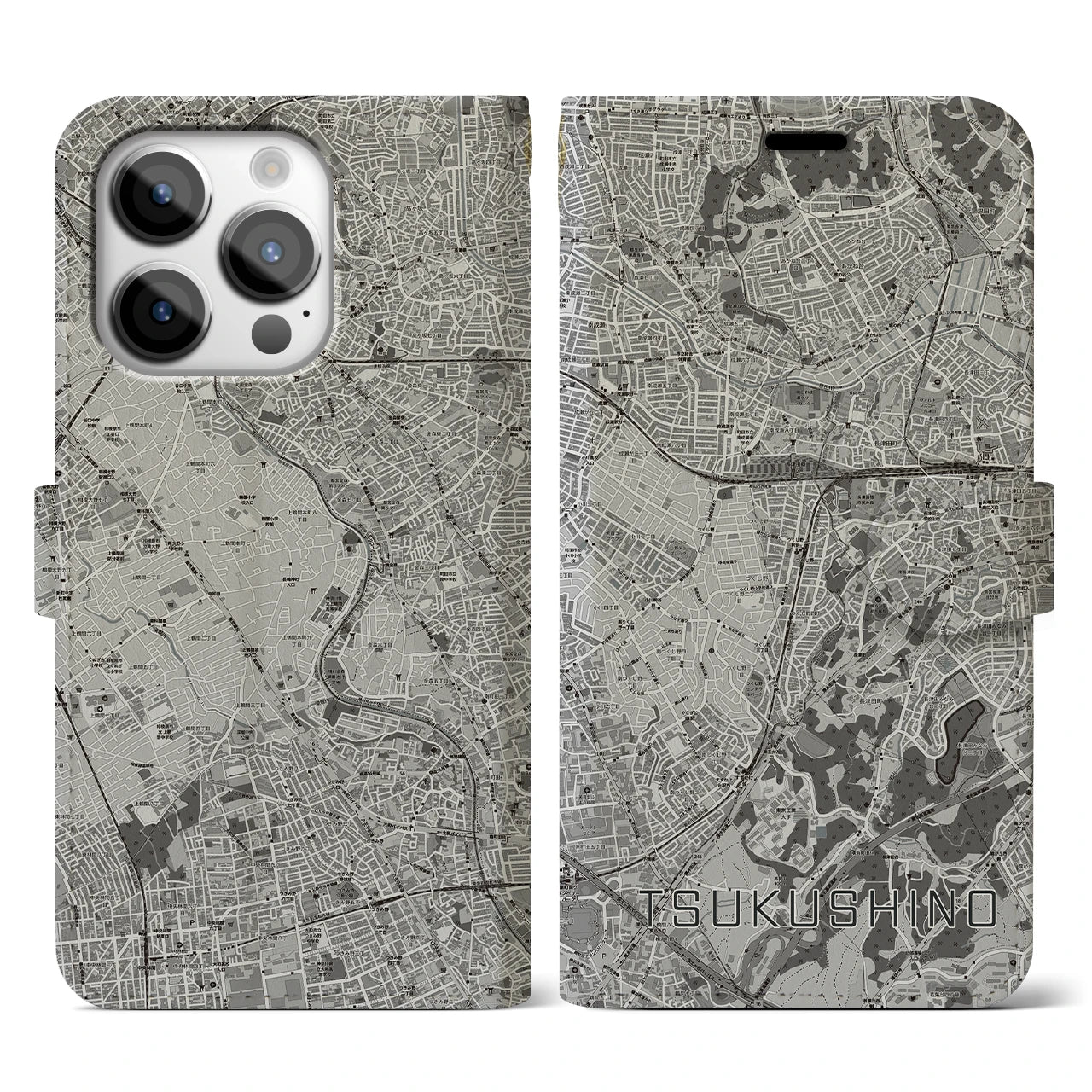 【つくし野(東京都)】地図柄iPhoneケース(手帳タイプ)