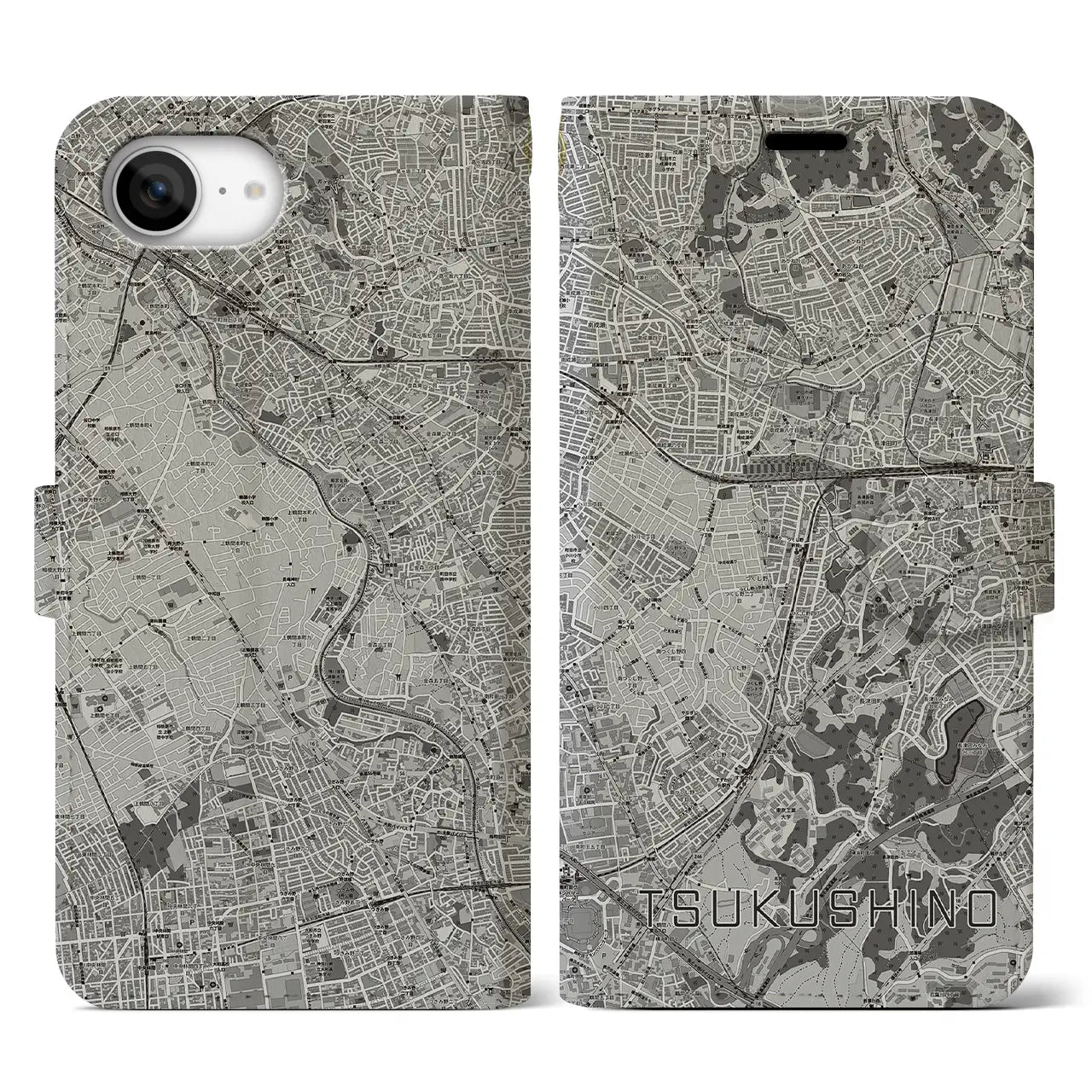 【つくし野(東京都)】地図柄iPhoneケース(手帳タイプ)