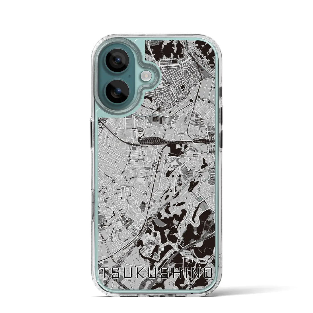 【つくし野(東京都)】地図柄iPhoneケース(MagSafeタイプ)モノトーン・iPhone 16 Pro 用