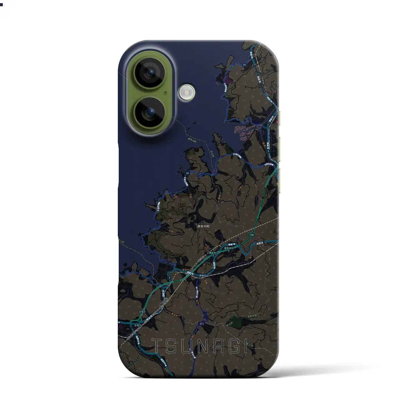 【津奈木(熊本県)】地図柄iPhoneケース(バックカバータイプ)