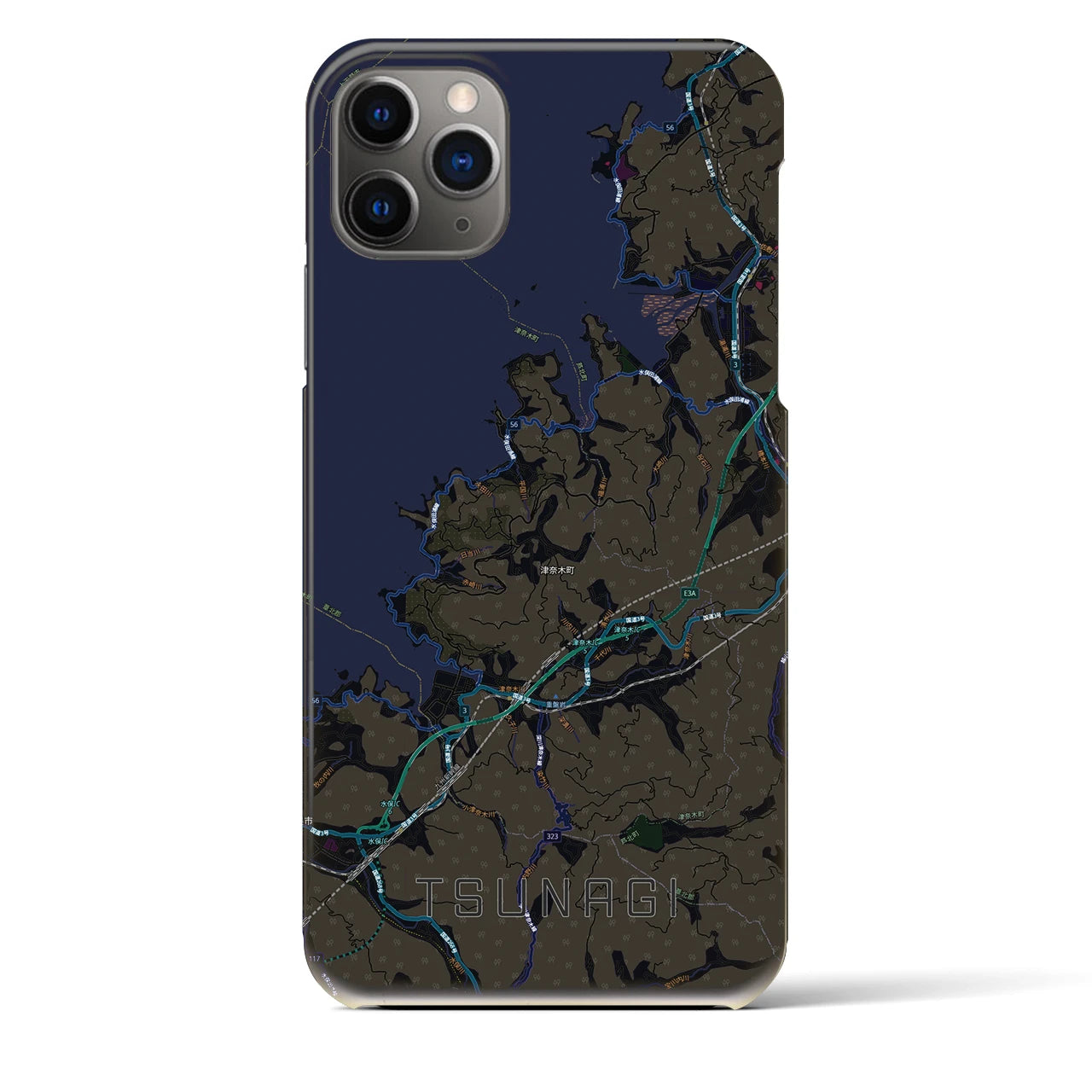 【津奈木(熊本県)】地図柄iPhoneケース(バックカバータイプ)