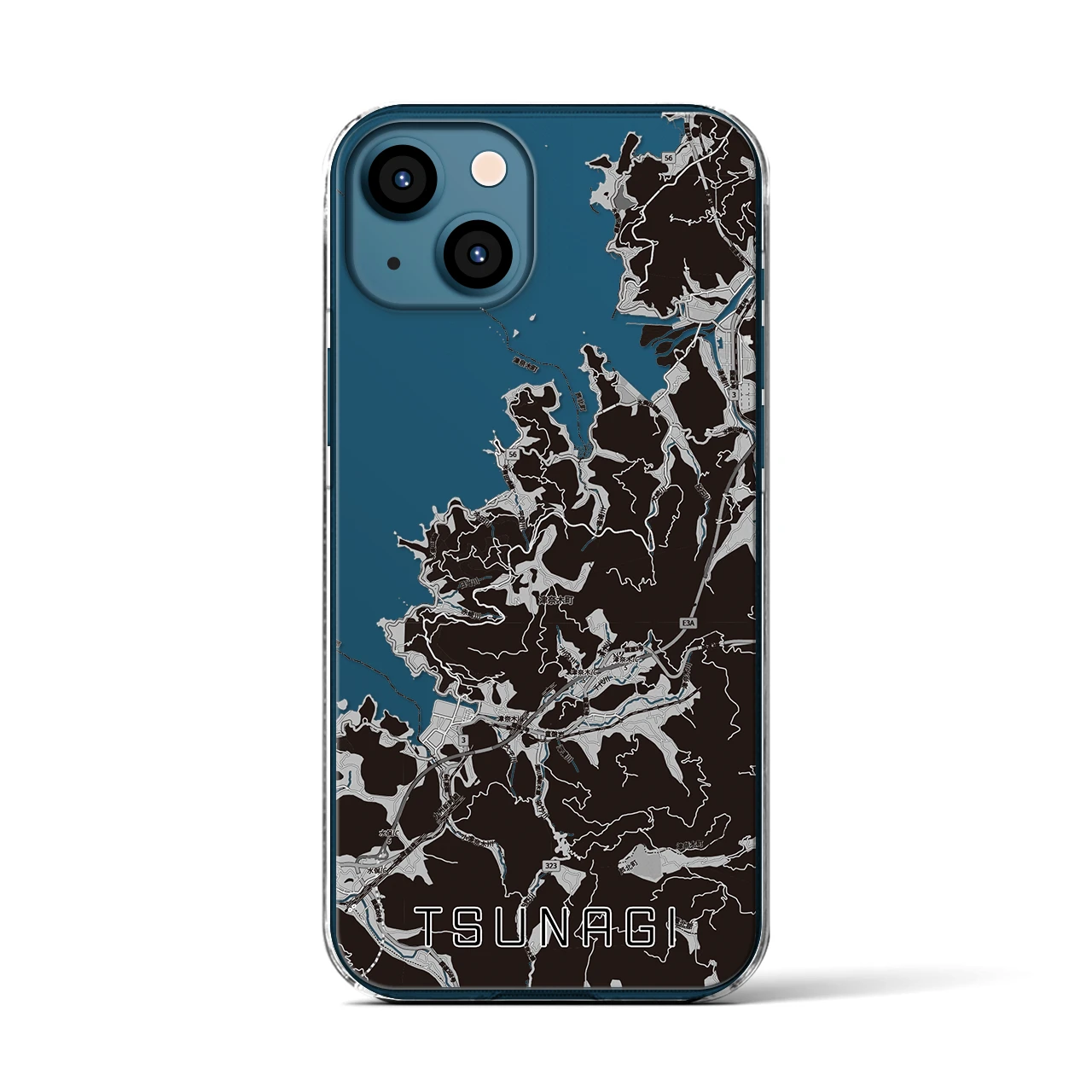 【津奈木(熊本県)】地図柄iPhoneケース(クリアタイプ)