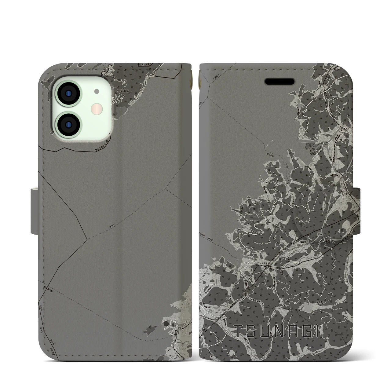 【津奈木(熊本県)】地図柄iPhoneケース(手帳タイプ)