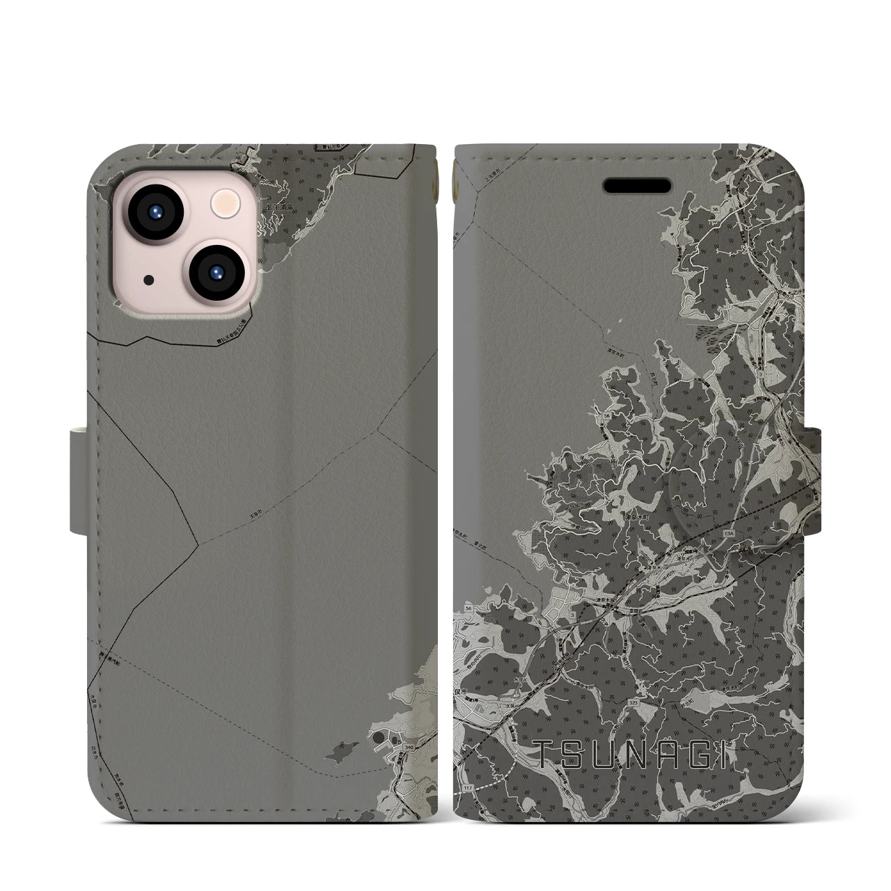 【津奈木(熊本県)】地図柄iPhoneケース(手帳タイプ)