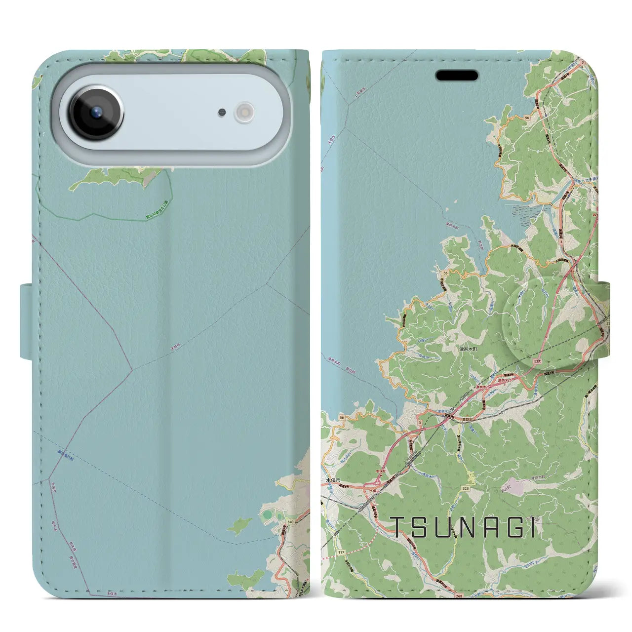 【津奈木(熊本県)】地図柄iPhoneケース(手帳タイプ)