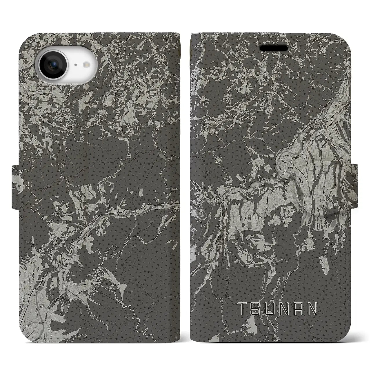 【津南(新潟県)】地図柄iPhoneケース(手帳タイプ)