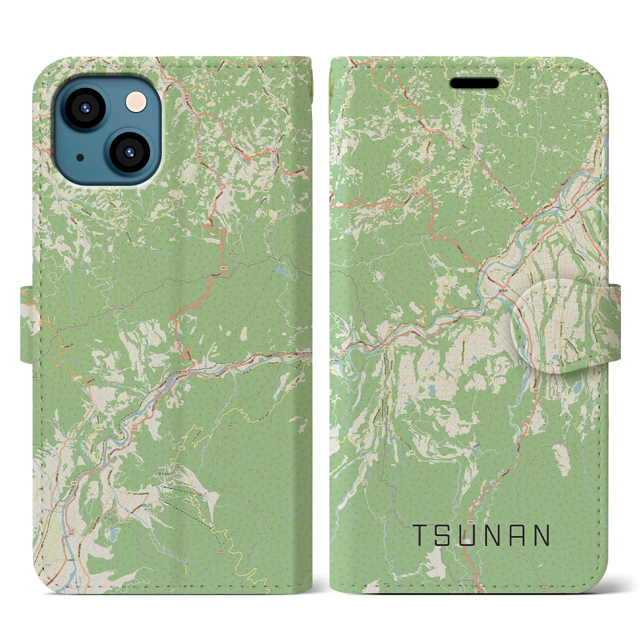 【津南(新潟県)】地図柄iPhoneケース(手帳タイプ)