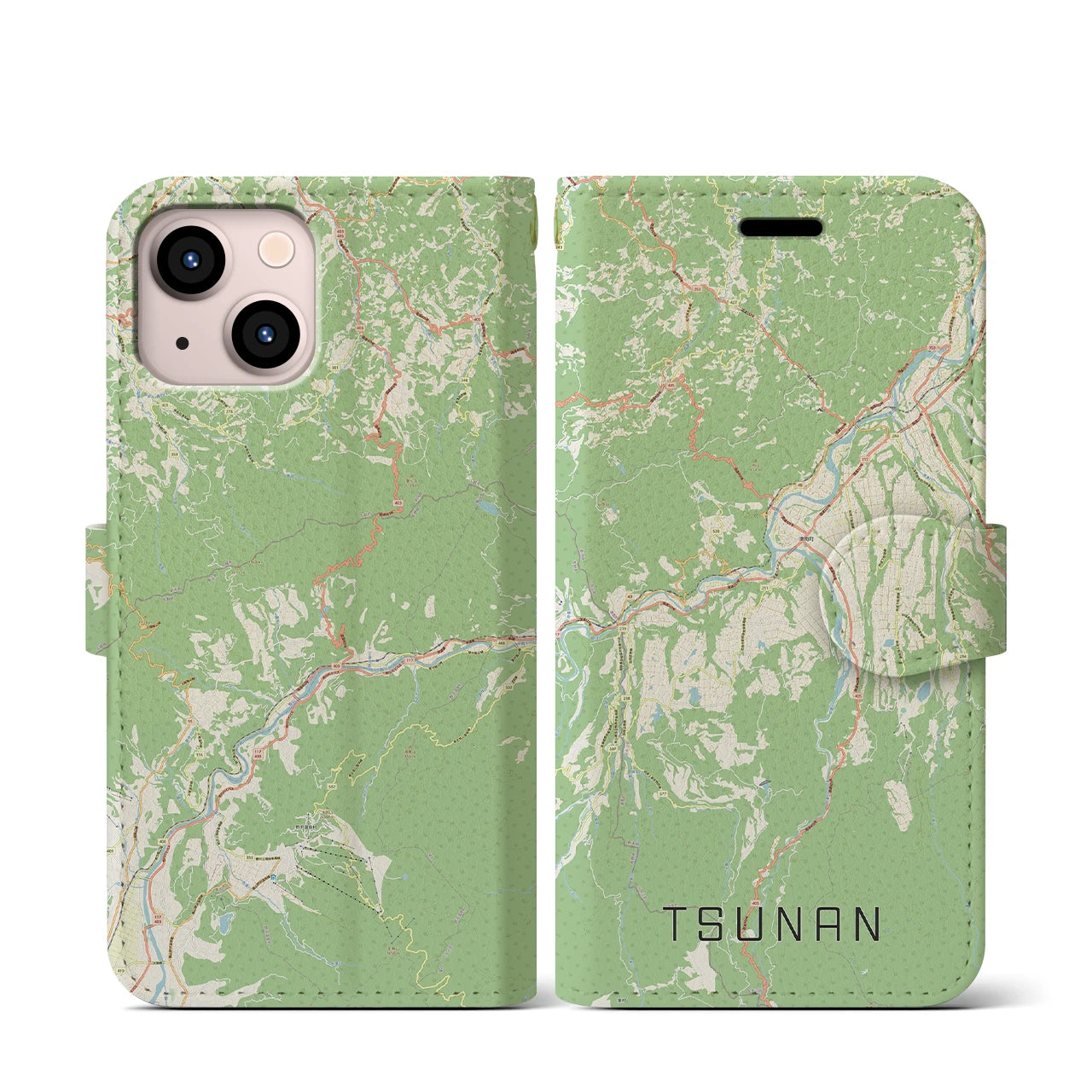 【津南(新潟県)】地図柄iPhoneケース(手帳タイプ)