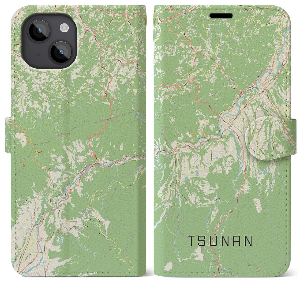 【津南(新潟県)】地図柄iPhoneケース(手帳タイプ)