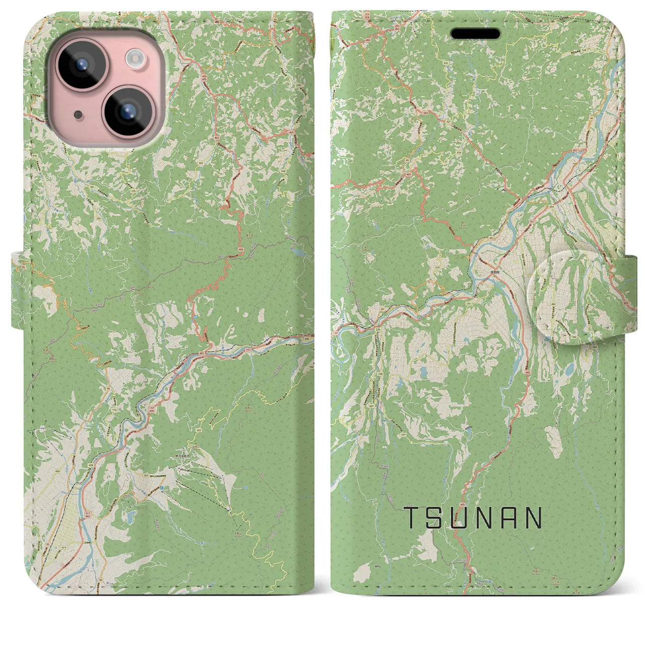 【津南(新潟県)】地図柄iPhoneケース(手帳タイプ)