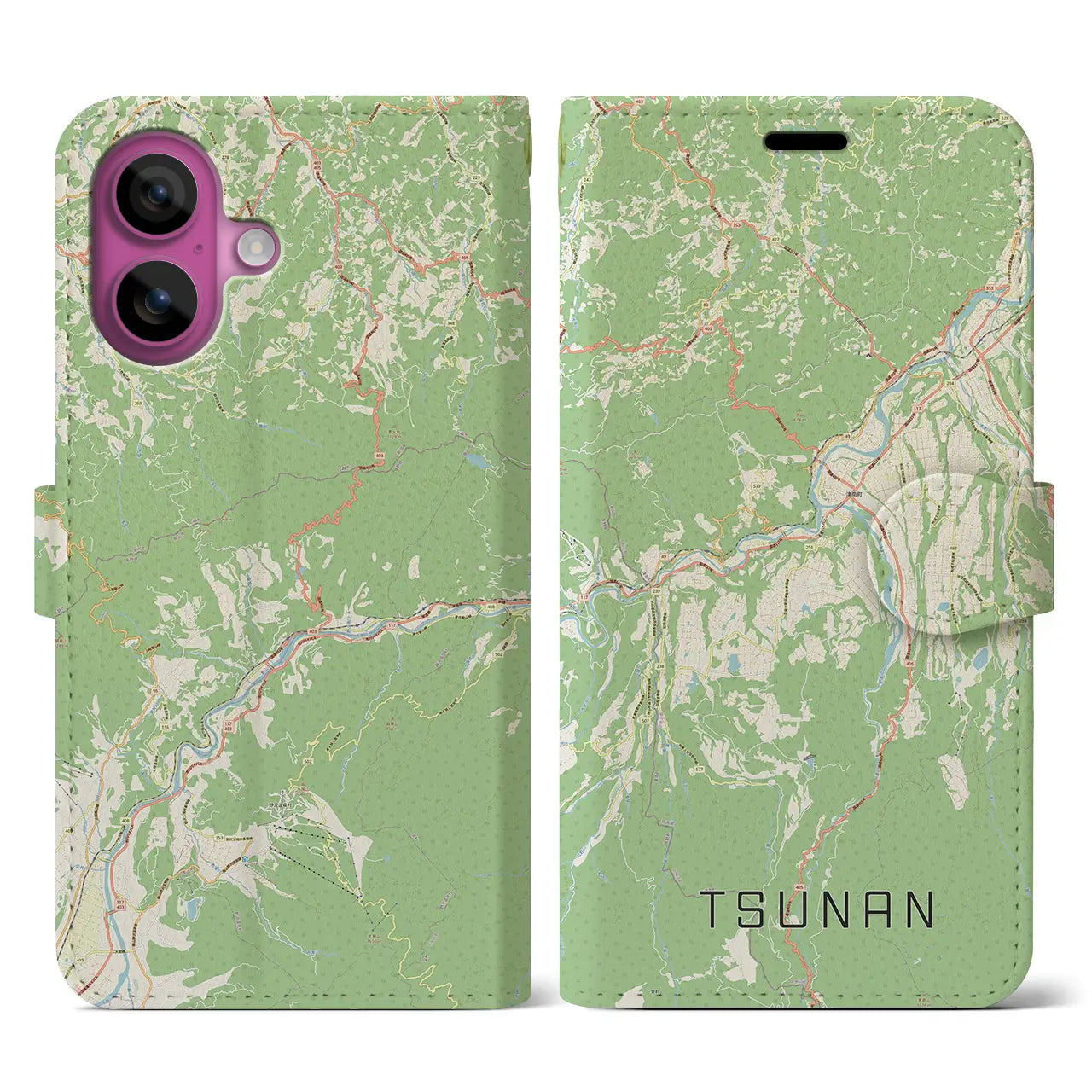【津南(新潟県)】地図柄iPhoneケース(手帳タイプ)