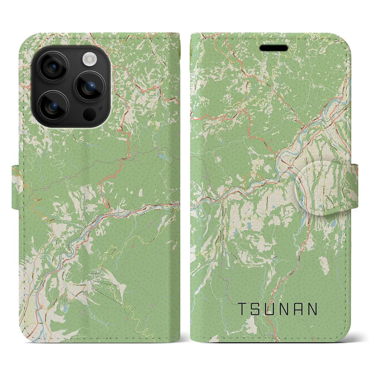 【津南(新潟県)】地図柄iPhoneケース(手帳タイプ)