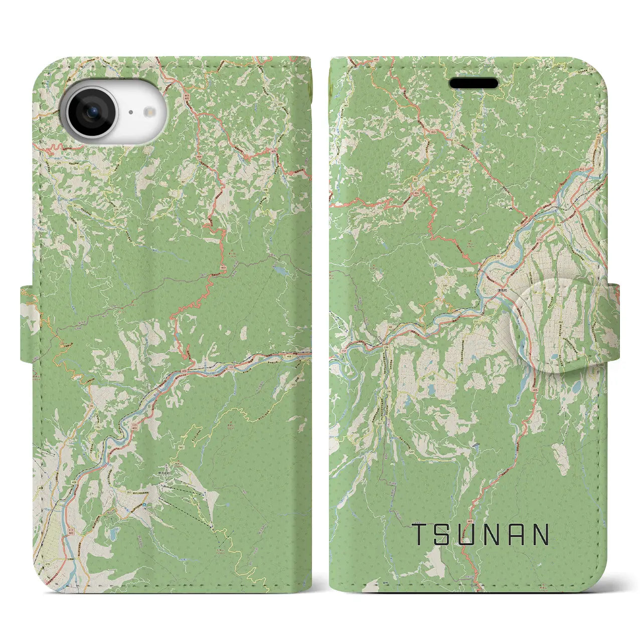 【津南(新潟県)】地図柄iPhoneケース(手帳タイプ)