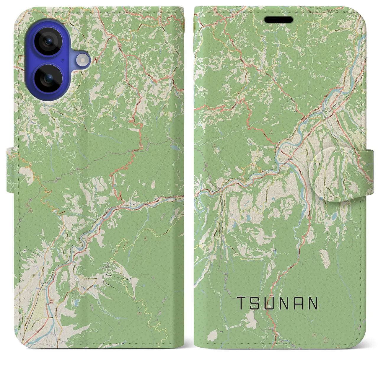 【津南(新潟県)】地図柄iPhoneケース(手帳タイプ)ナチュラル・iPhone 16 Pro Max 用