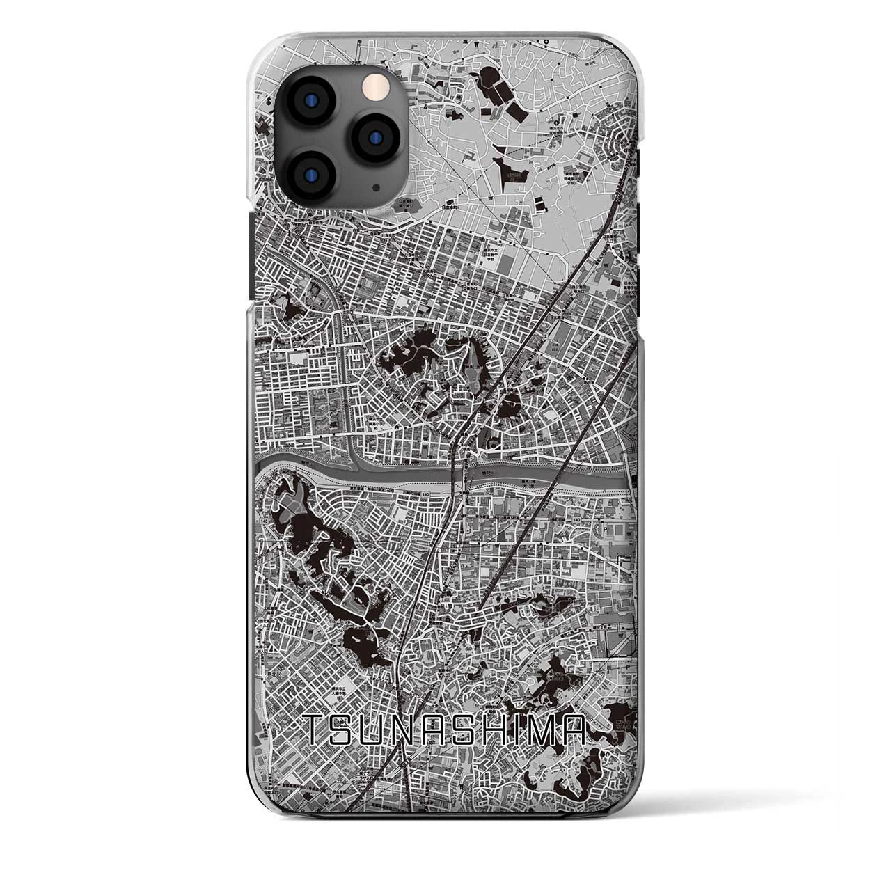 【綱島(神奈川県)】地図柄iPhoneケース(クリアタイプ)モノトーン・iPhone 11 Pro Max 用