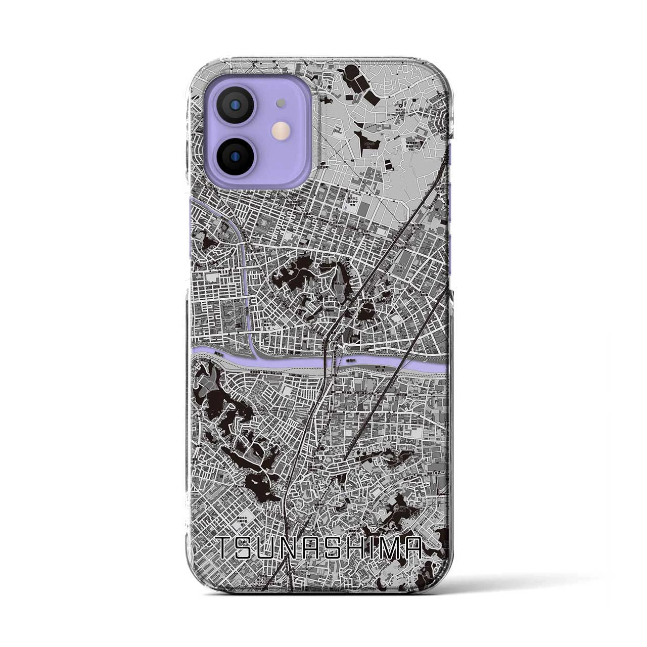 【綱島(神奈川県)】地図柄iPhoneケース(クリアタイプ)モノトーン・iPhone 12 / 12 Pro 用