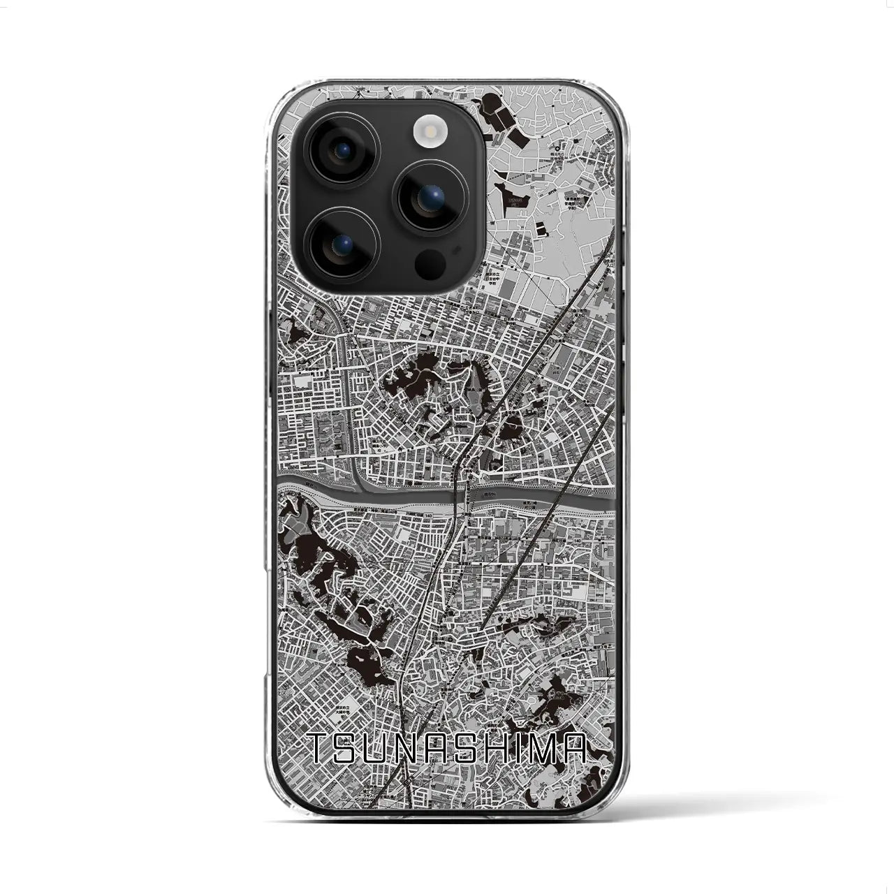 【綱島(神奈川県)】地図柄iPhoneケース(クリアタイプ)モノトーン・iPhone 16 用