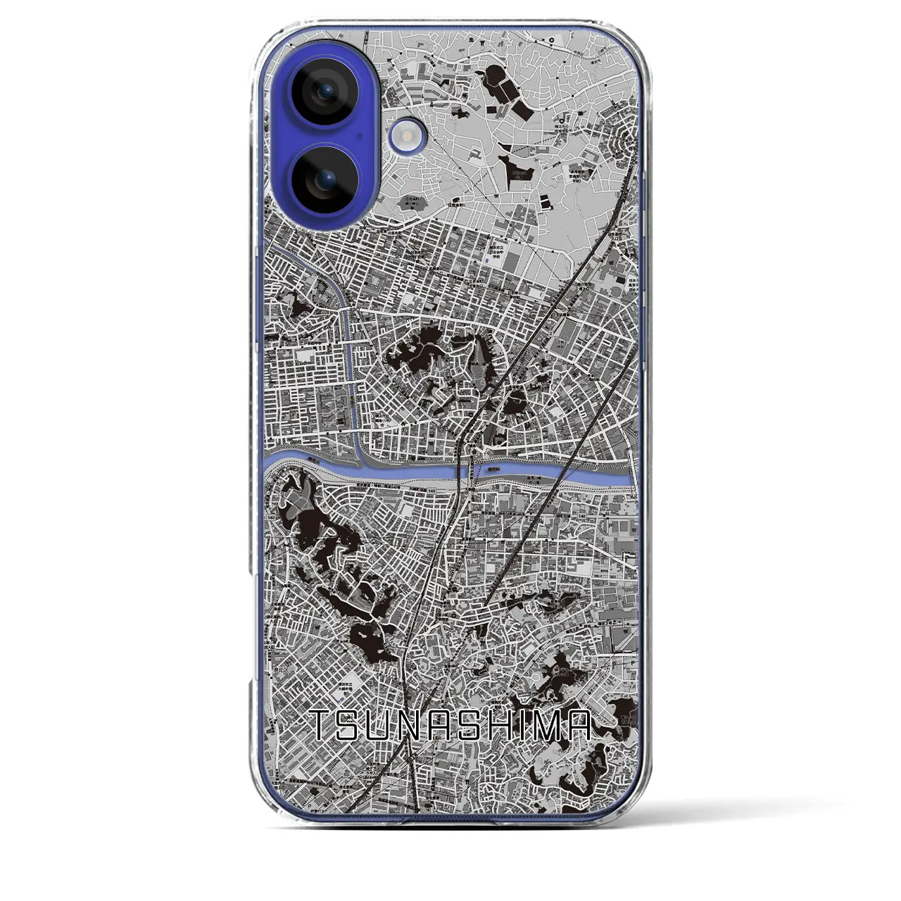【綱島(神奈川県)】地図柄iPhoneケース(クリアタイプ)モノトーン・iPhone 16 Pro Max 用