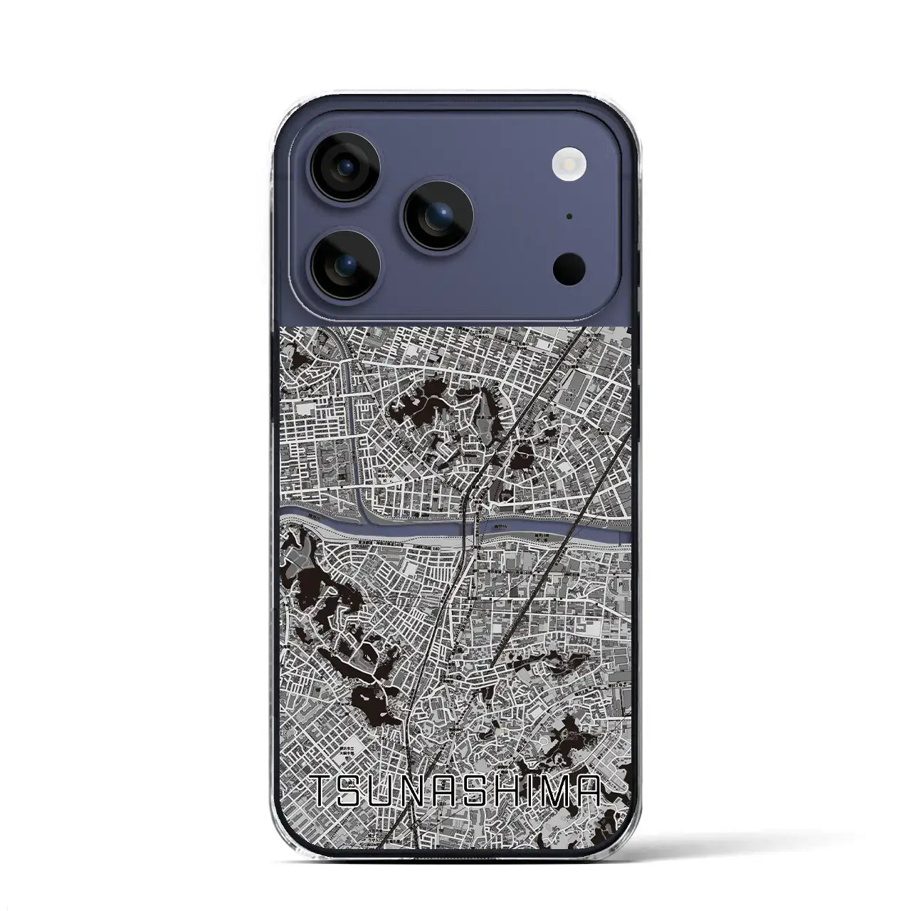 【綱島(神奈川県)】地図柄iPhoneケース(クリアタイプ)モノトーン・iPhone 17 Pro Max 用