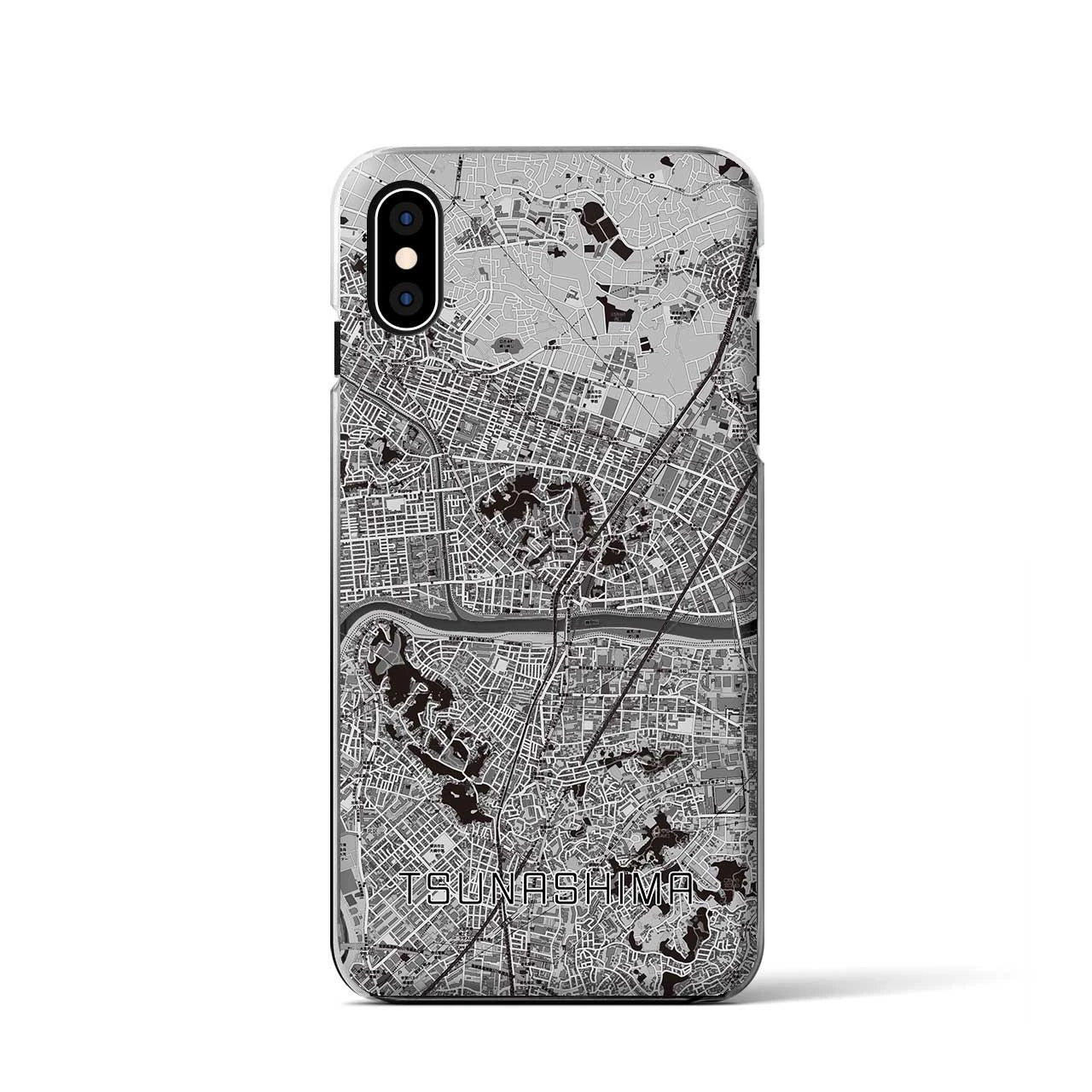 【綱島(神奈川県)】地図柄iPhoneケース(クリアタイプ)モノトーン・iPhone XS / X 用