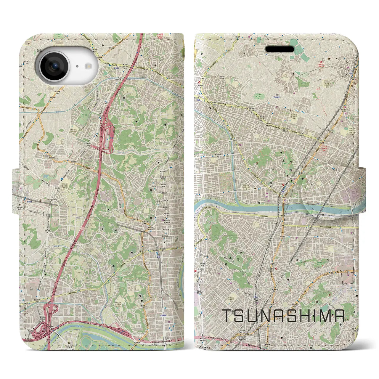 【綱島(神奈川県)】地図柄iPhoneケース(手帳タイプ)