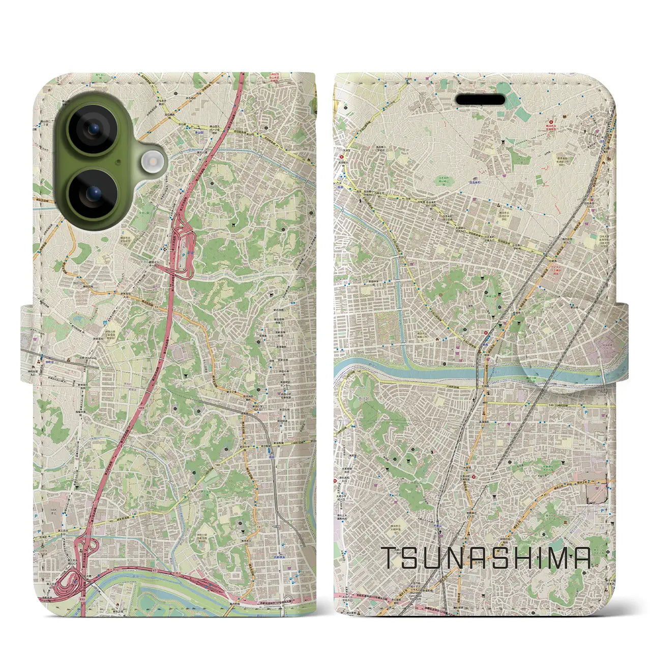 【綱島(神奈川県)】地図柄iPhoneケース(手帳タイプ)
