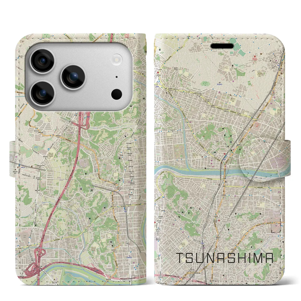 【綱島(神奈川県)】地図柄iPhoneケース(手帳タイプ)