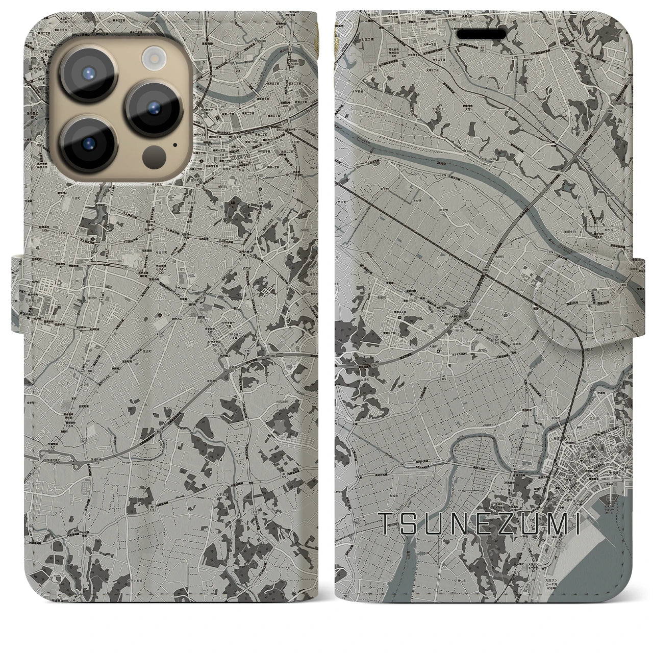 【常澄(茨城県)】地図柄iPhoneケース(手帳タイプ)