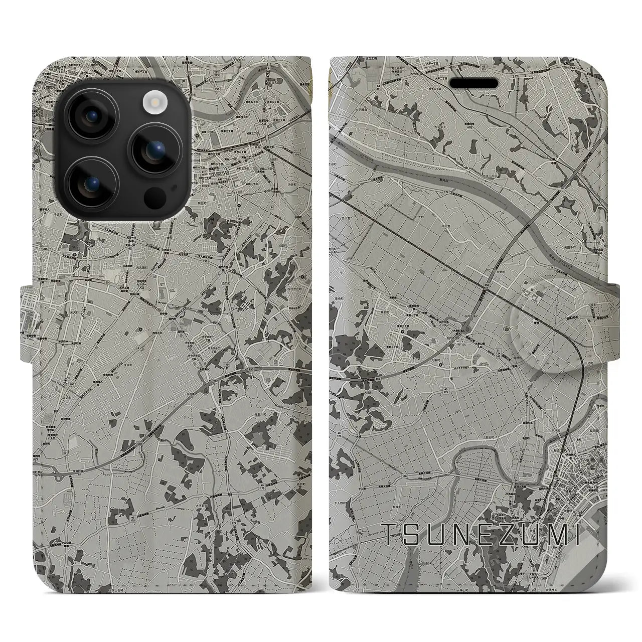 【常澄(茨城県)】地図柄iPhoneケース(手帳タイプ)