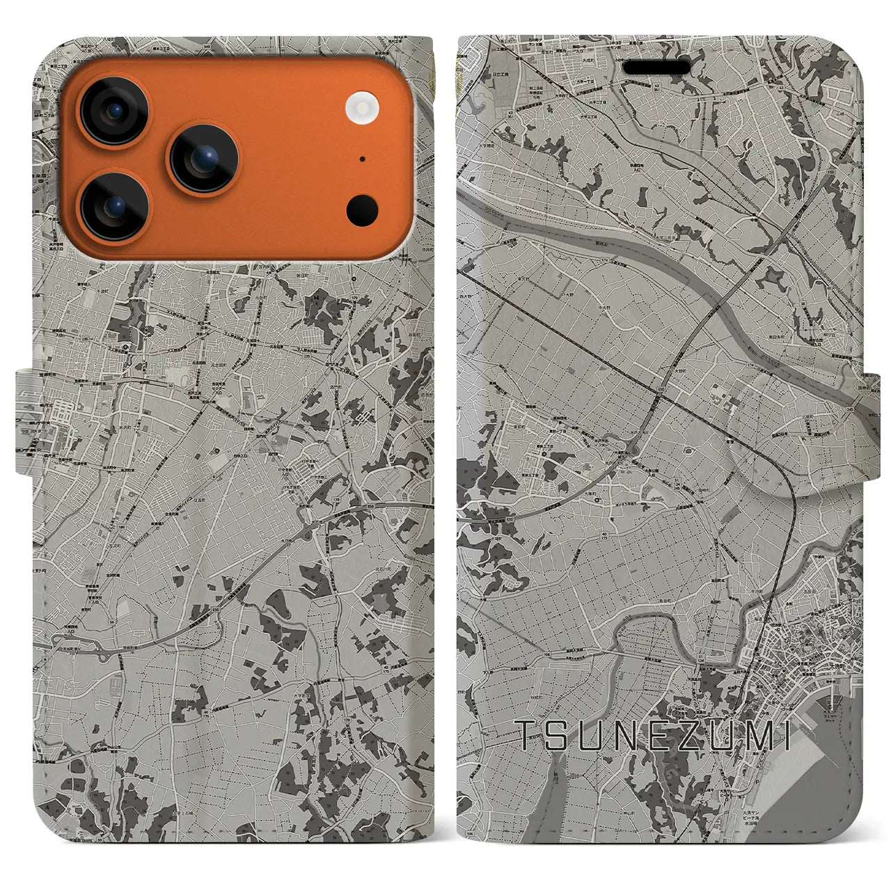 【常澄(茨城県)】地図柄iPhoneケース(手帳タイプ)