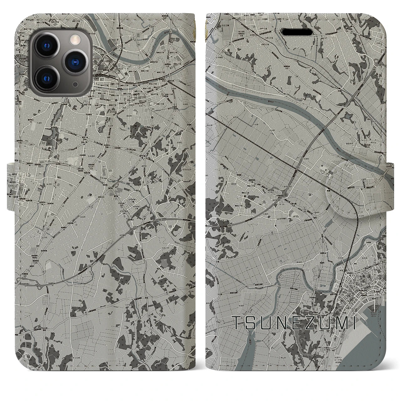 【常澄(茨城県)】地図柄iPhoneケース(手帳タイプ)