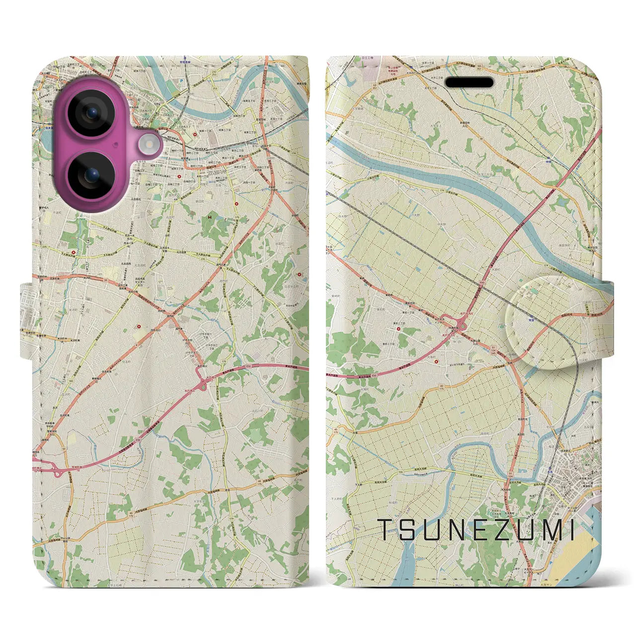 【常澄(茨城県)】地図柄iPhoneケース(手帳タイプ)