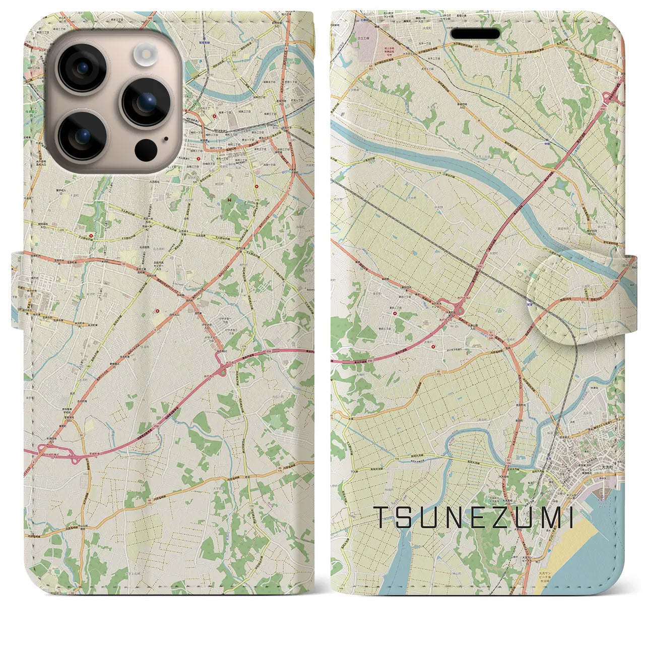 【常澄(茨城県)】地図柄iPhoneケース(手帳タイプ)
